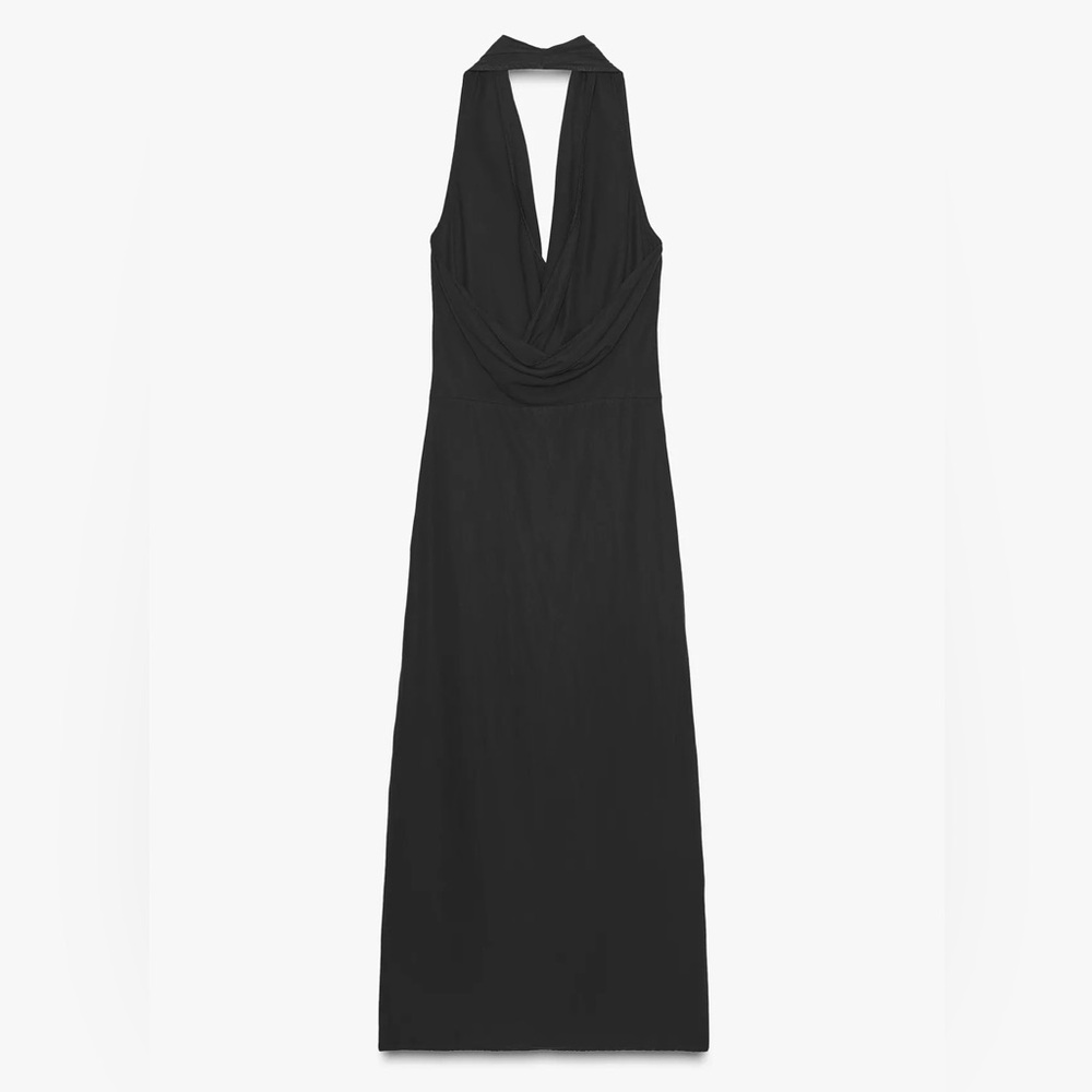 Zara halter neck flowy draped midi dress - Picture 5 of 6